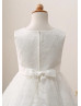 Ivory Lace Beaded Wedding Flower Girl Dress Ivory Lace Beaded Wedding Flower Girl Dress